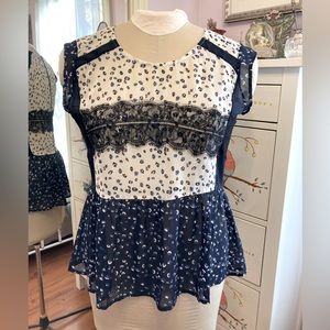 Anthropologie Maeve sleeveless lace peplum top